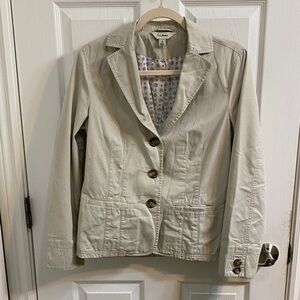 L.L. Bean Cotton Light Beige Three Button Blazer Jacket Women’s Size 8 Fall